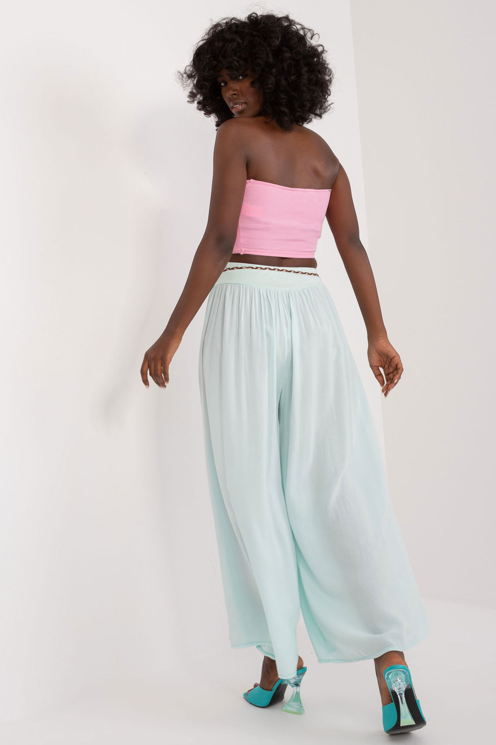 Och Bella Mint Wide Leg High Waisted Trousers - view 3
