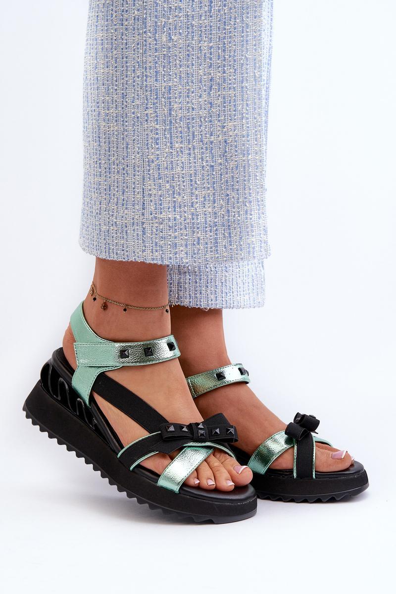 Step In Style Green Platform Wedge Sandals