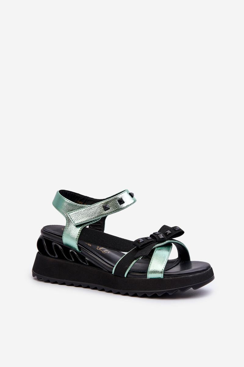 Step In Style Green Platform Wedge Sandals - view 2