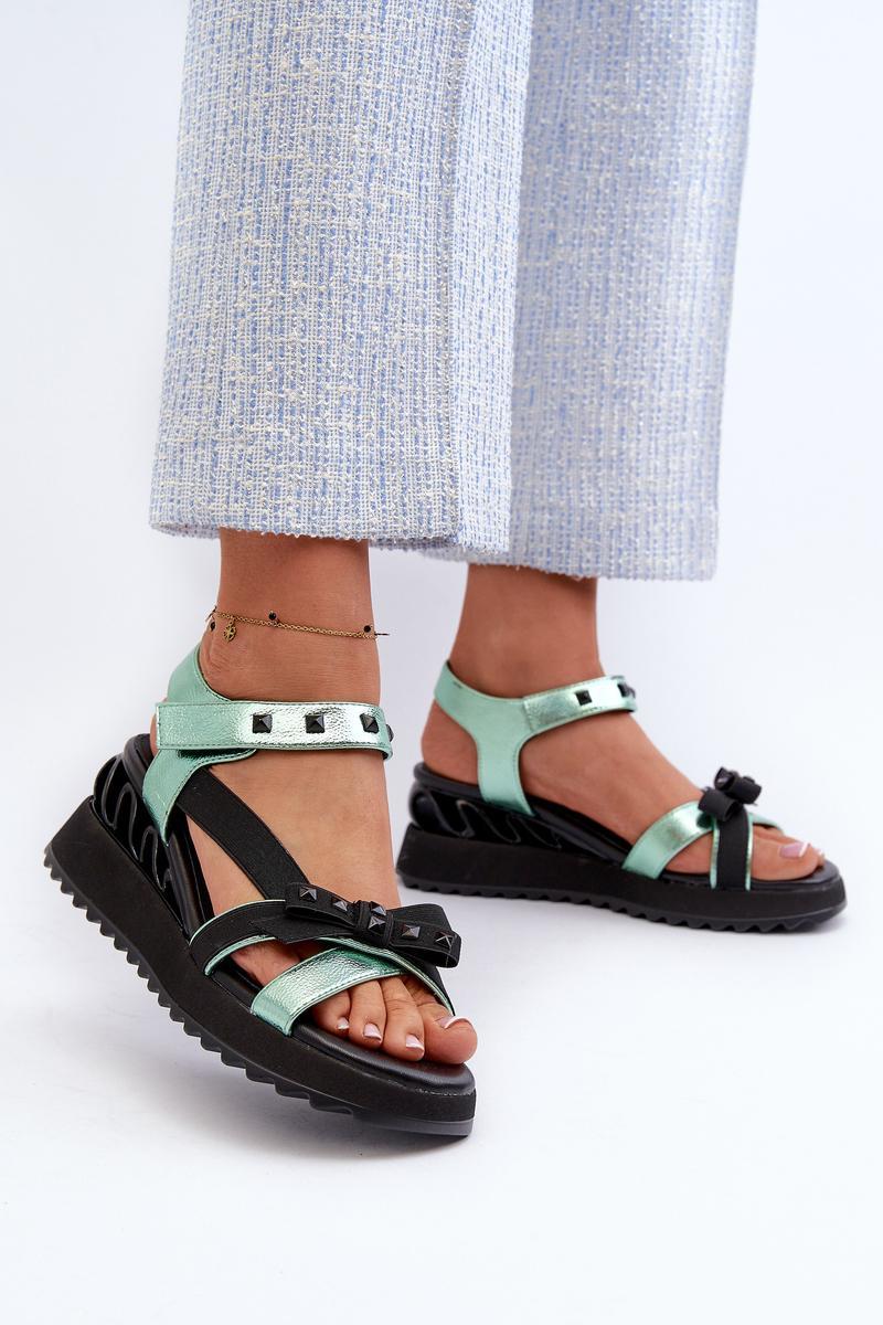 Step In Style Green Platform Wedge Sandals - view 3