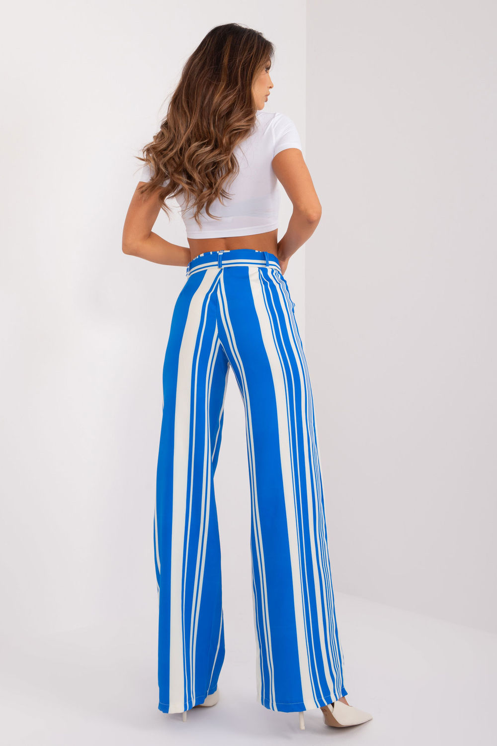 Italy Moda Dark Blue Striped Wide Leg Trousers - view 3