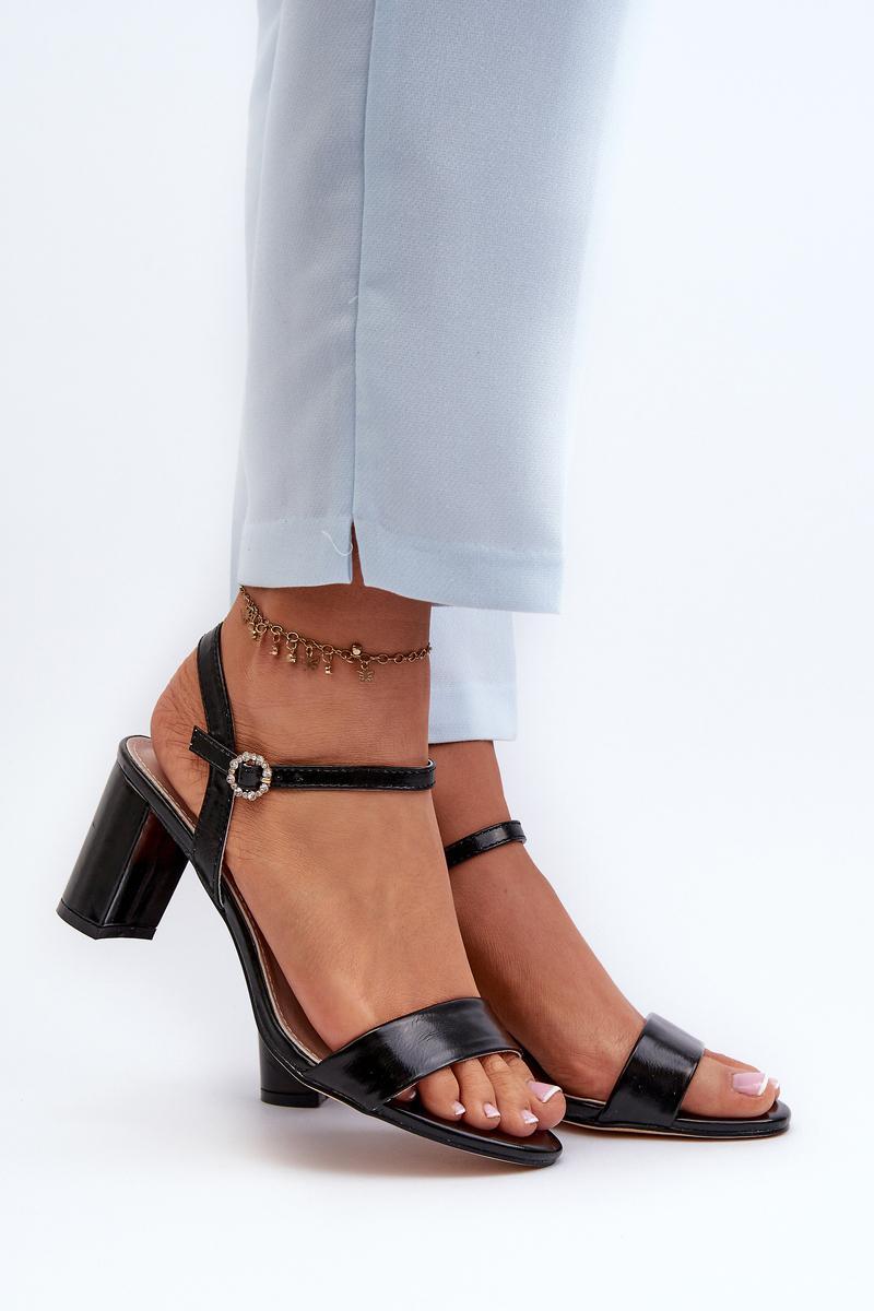 Step In Style Glindra Black Wedge Heeled Sandals