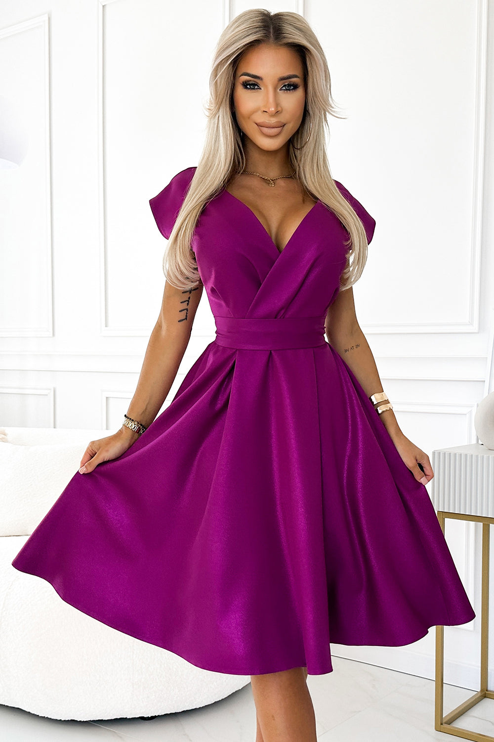 Numoco Scarlett Glitter Wrap Evening Dress