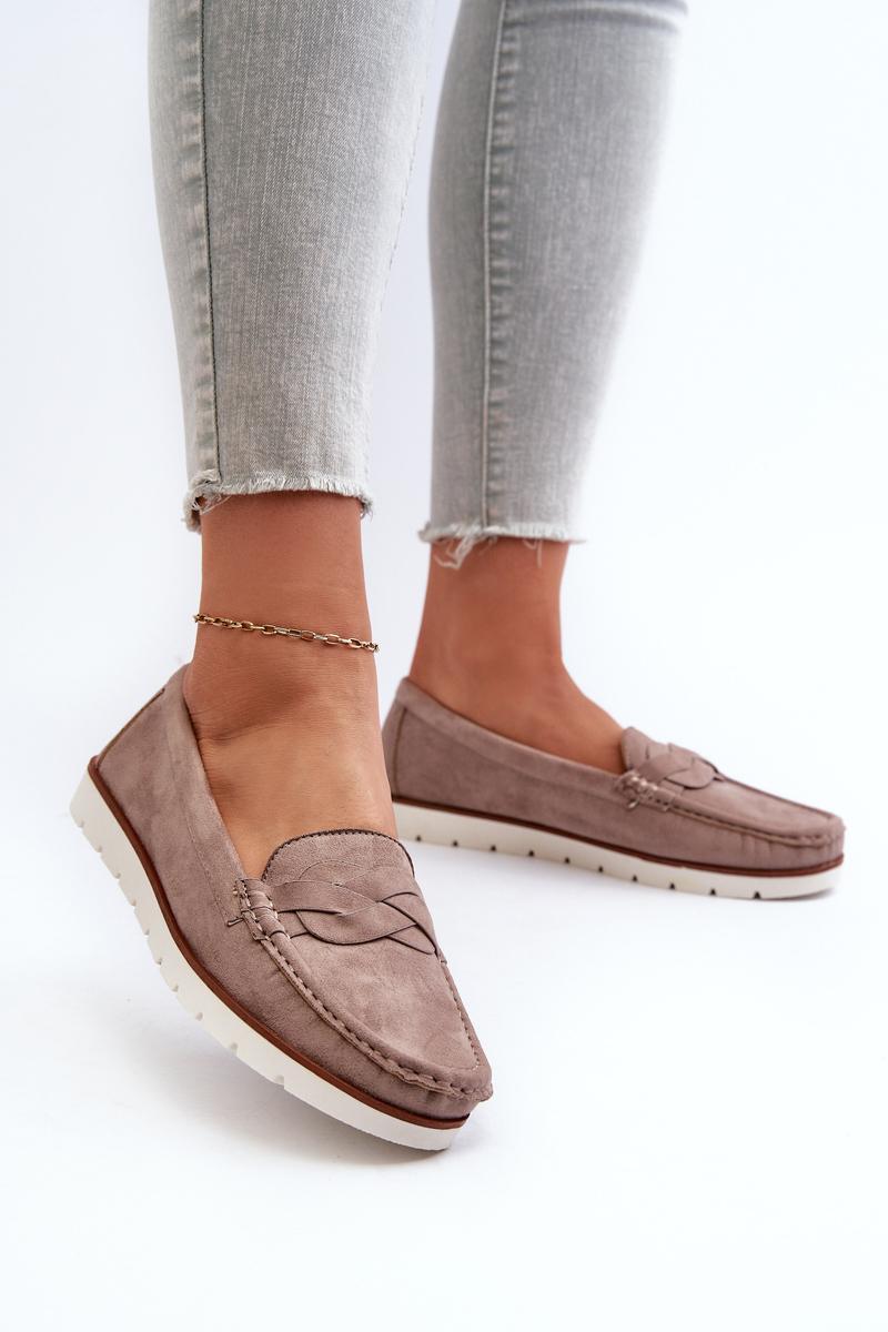 Step In Style Nestalia Dark Beige Leather Moccasins