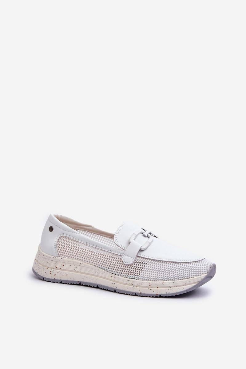 Step In Style White Platform Moccasins with Buckle - view 2