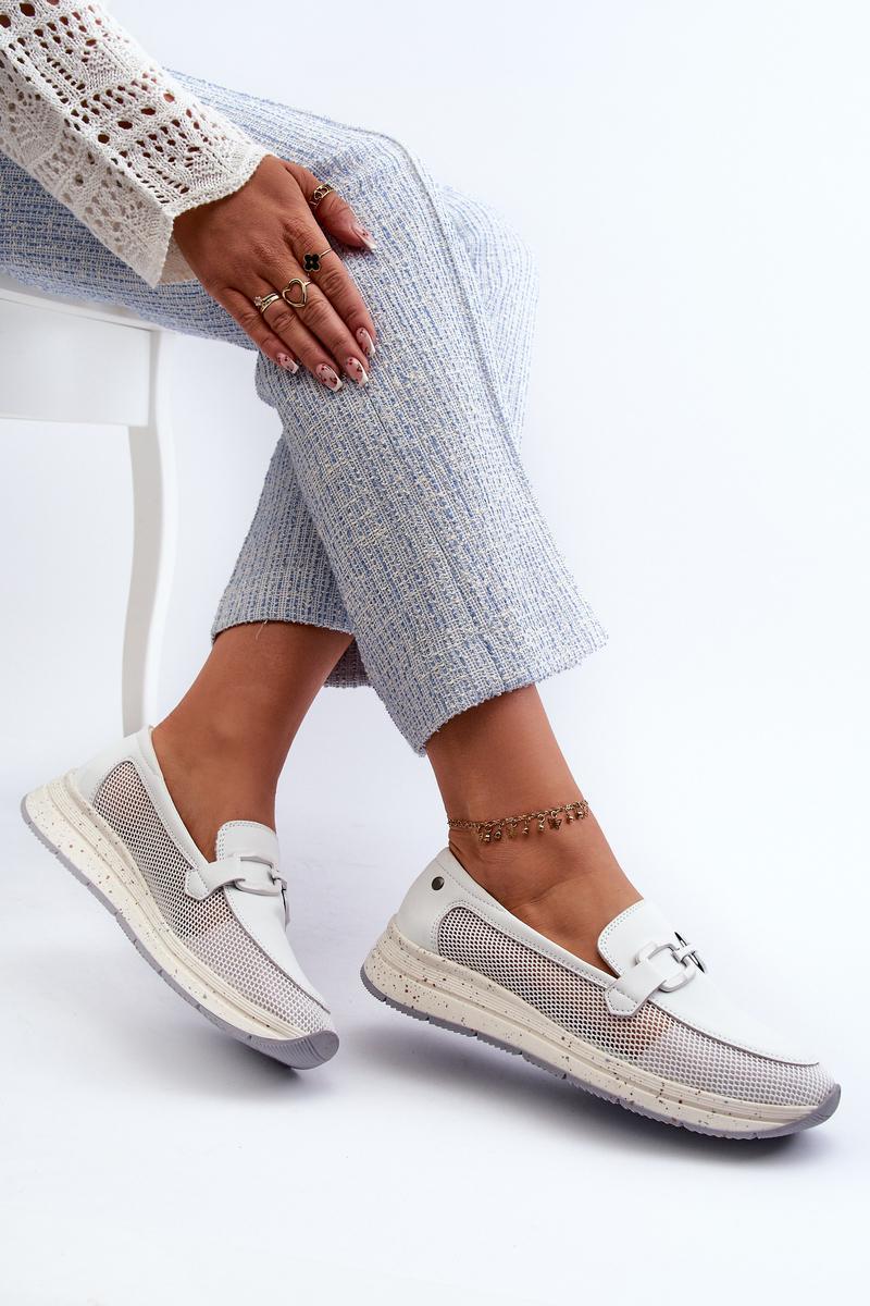Step In Style White Platform Moccasins with Buckle - view 3