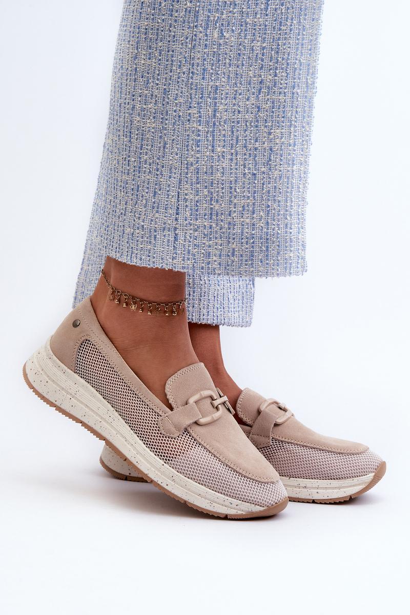 Step In Style Beige Platform Moccasins
