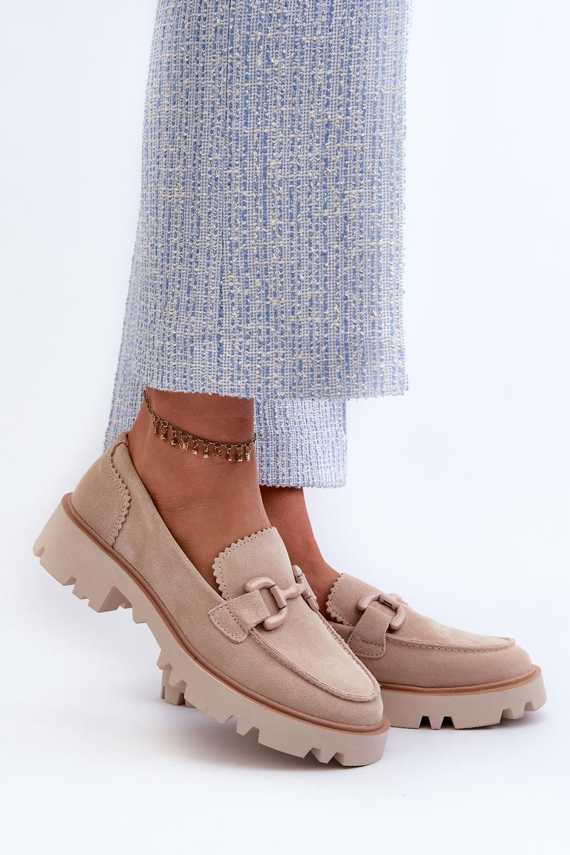 Step In Style Beige Suede Flat Moccasins