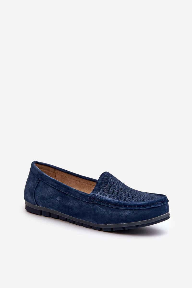 Step In Style Navy Suede Moccasins with Round Toe - view 2