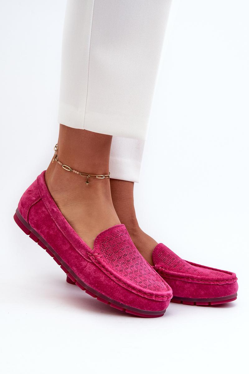 Step In Style Fuchsia Suede Moccasins with Round Toe