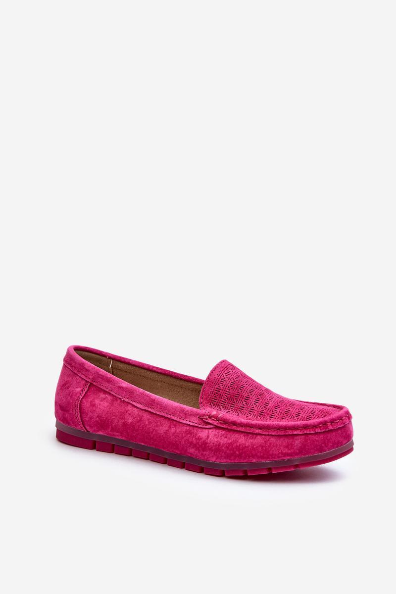 Step In Style Fuchsia Suede Moccasins with Round Toe - view 2
