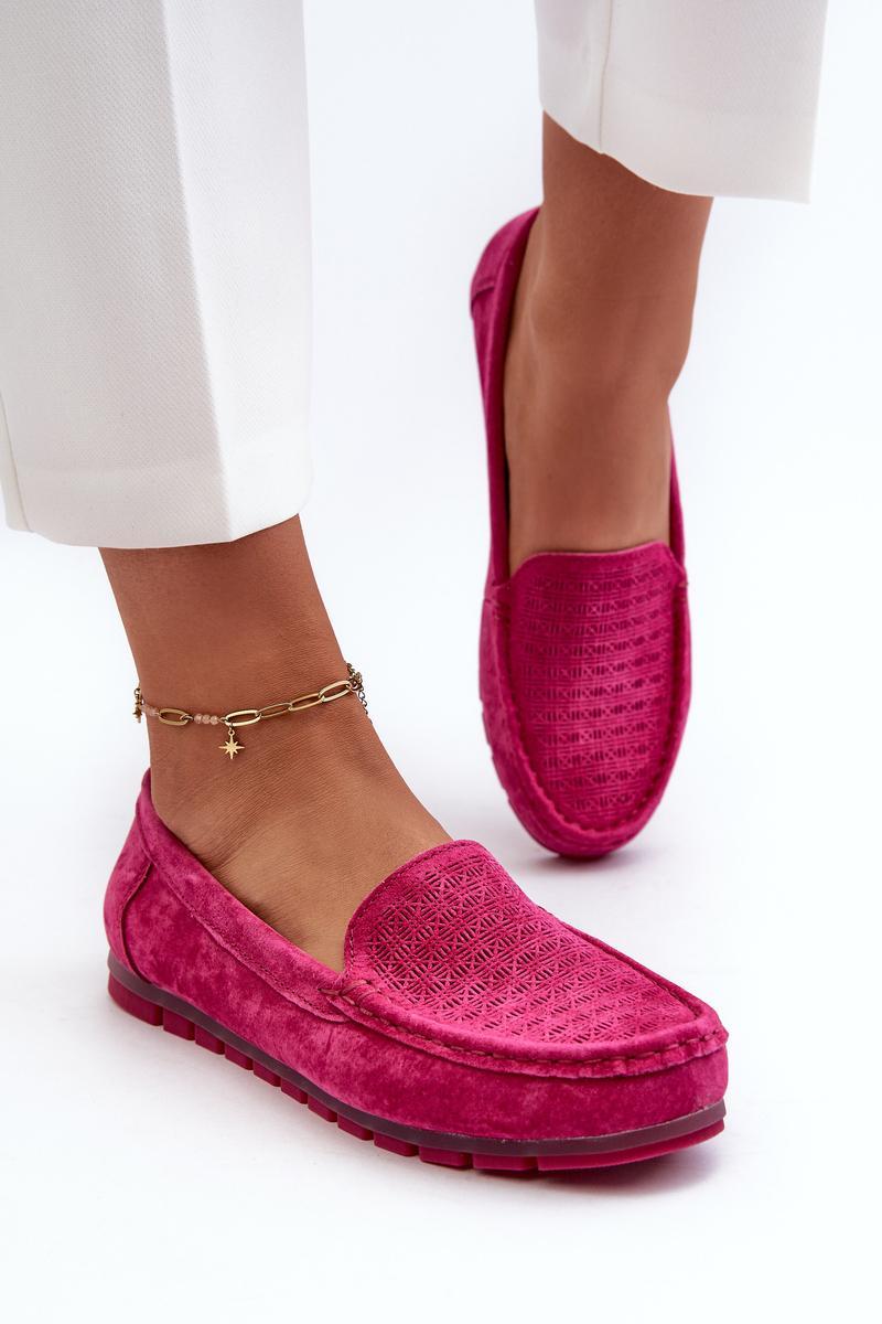 Step In Style Fuchsia Suede Moccasins with Round Toe - view 3