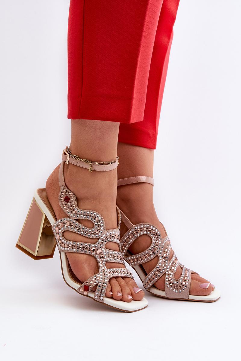 Step In Style Pink Block Heel Heeled Sandals