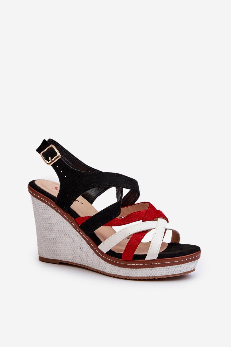Step In Style Ellen Black Faux Leather Platform Wedge Sandals - view 2