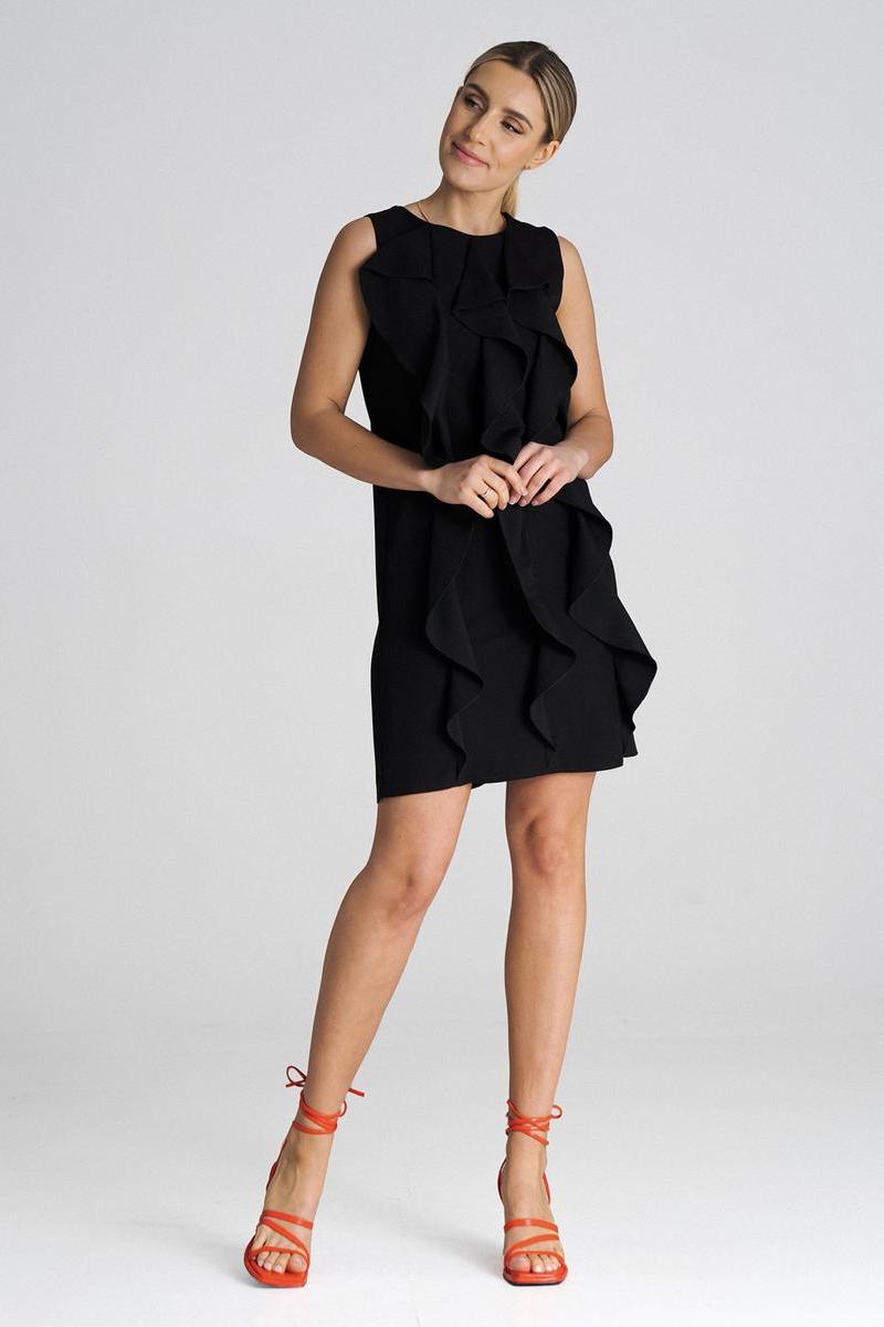 Figl Black A-Line Sleeveless Cocktail Dress