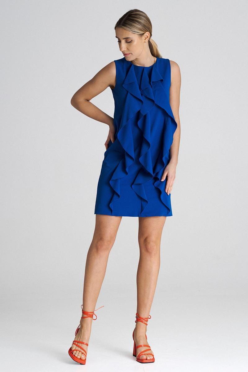 Figl Sapphire Blue A-Line Sleeveless Cocktail Dress