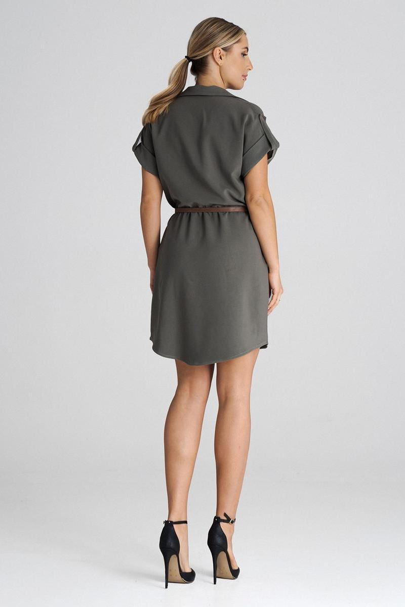 Figl Olive Collared Short Sleeve Dress - view 3