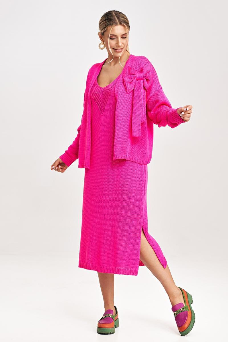 Figl Fuchsia Midi Long Sleeve Dress Co-Ord Set