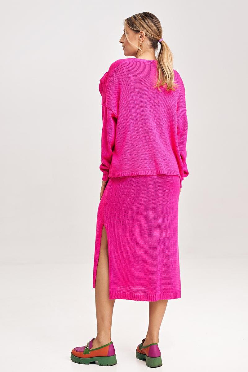 Figl Fuchsia Midi Long Sleeve Dress Co-Ord Set - view 3