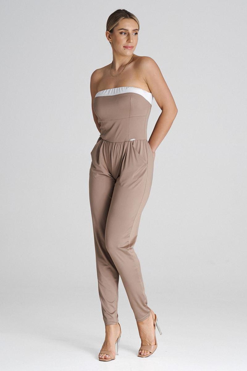 Figl Beige Pleated Jumpsuit