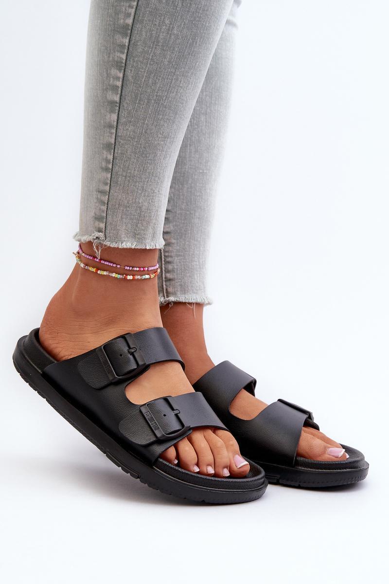 Step In Style Black Flip Flops with Adjustable Straps