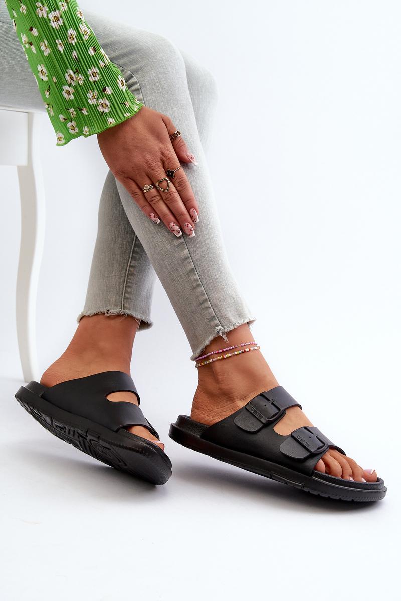 Step In Style Black Flip Flops with Adjustable Straps - view 3