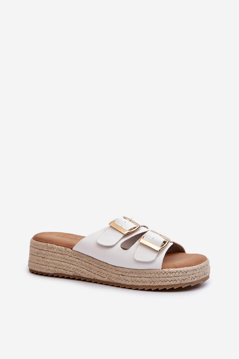 Step In Style Zaloemi White Faux Leather Platform Wedge Sandals - view 2