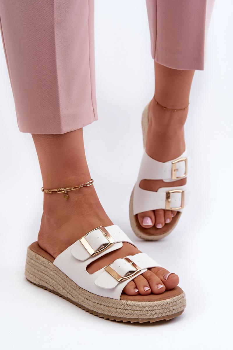 Step In Style Zaloemi White Faux Leather Platform Wedge Sandals - view 3