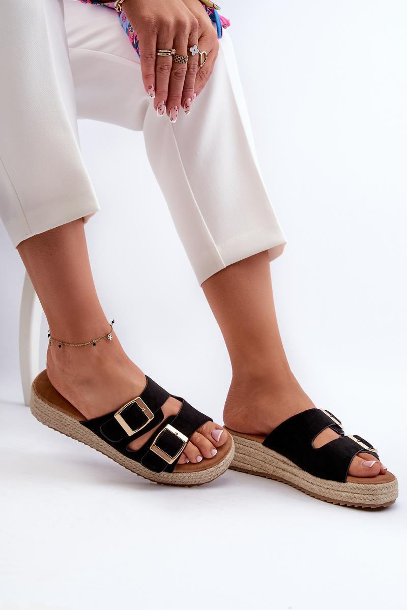 Step In Style Zaloemi Black Faux Suede Platform Wedge Sandals - view 2