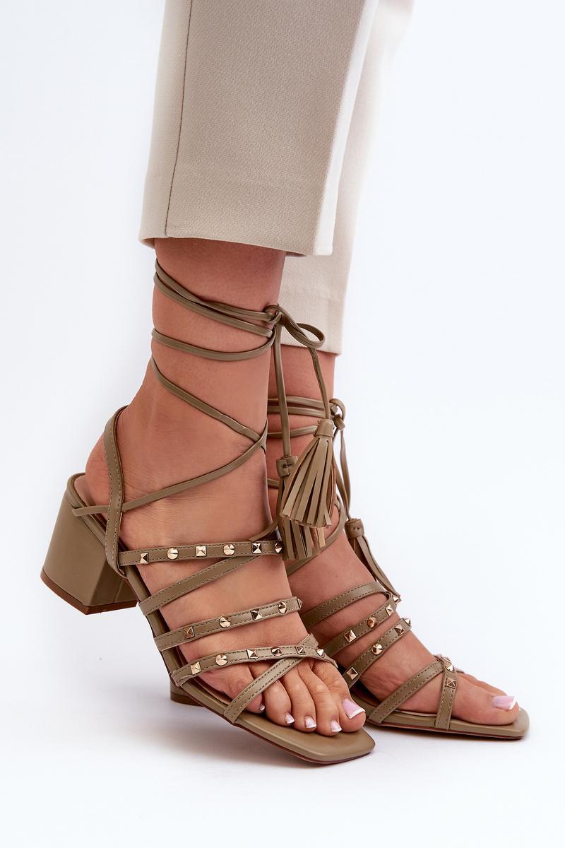Step In Style Chrisele Green Faux Leather Lace Up Heeled Sandals
