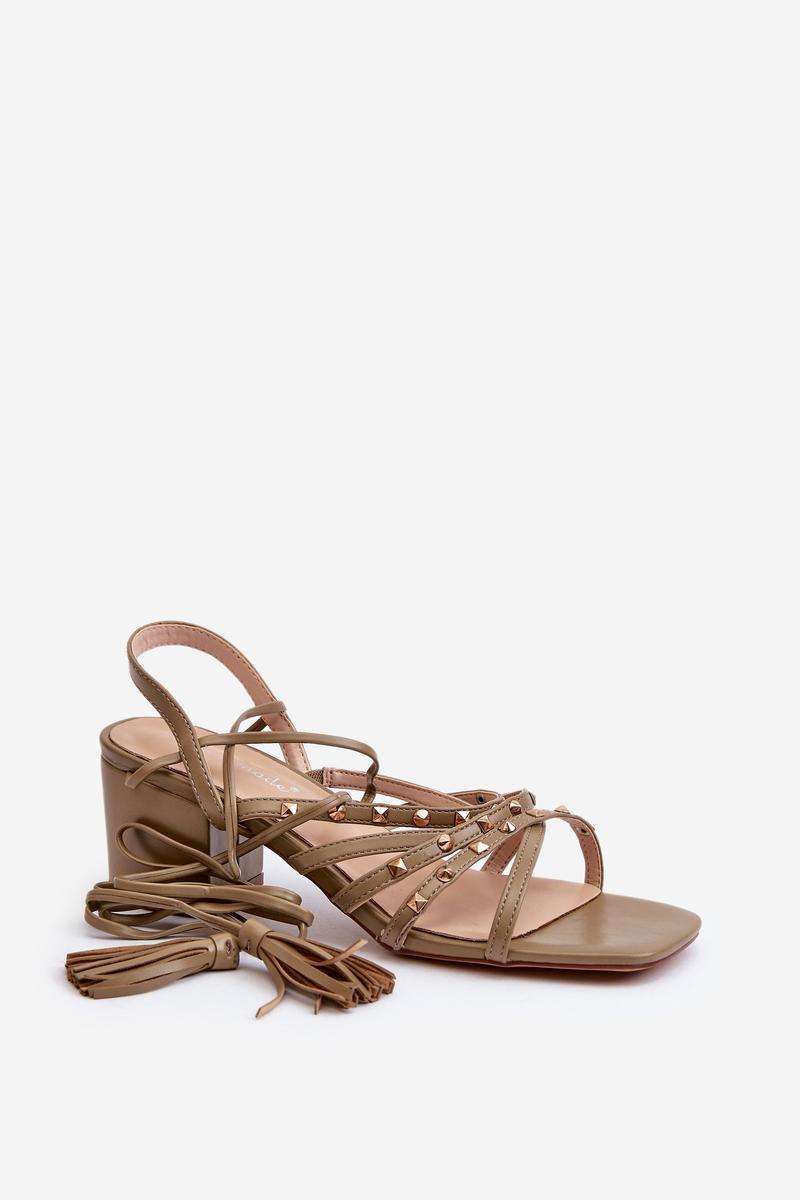 Step In Style Chrisele Green Faux Leather Lace Up Heeled Sandals - view 2