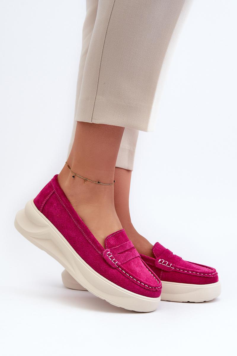 Step In Style Filidia Fuchsia Suede Platform Moccasins