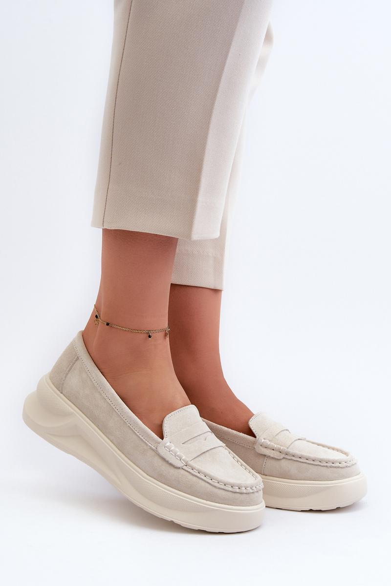 Step In Style Filidia Beige Suede Platform Moccasins