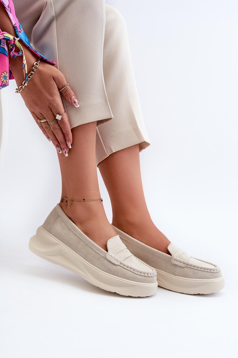Step In Style Filidia Beige Suede Platform Moccasins - view 3