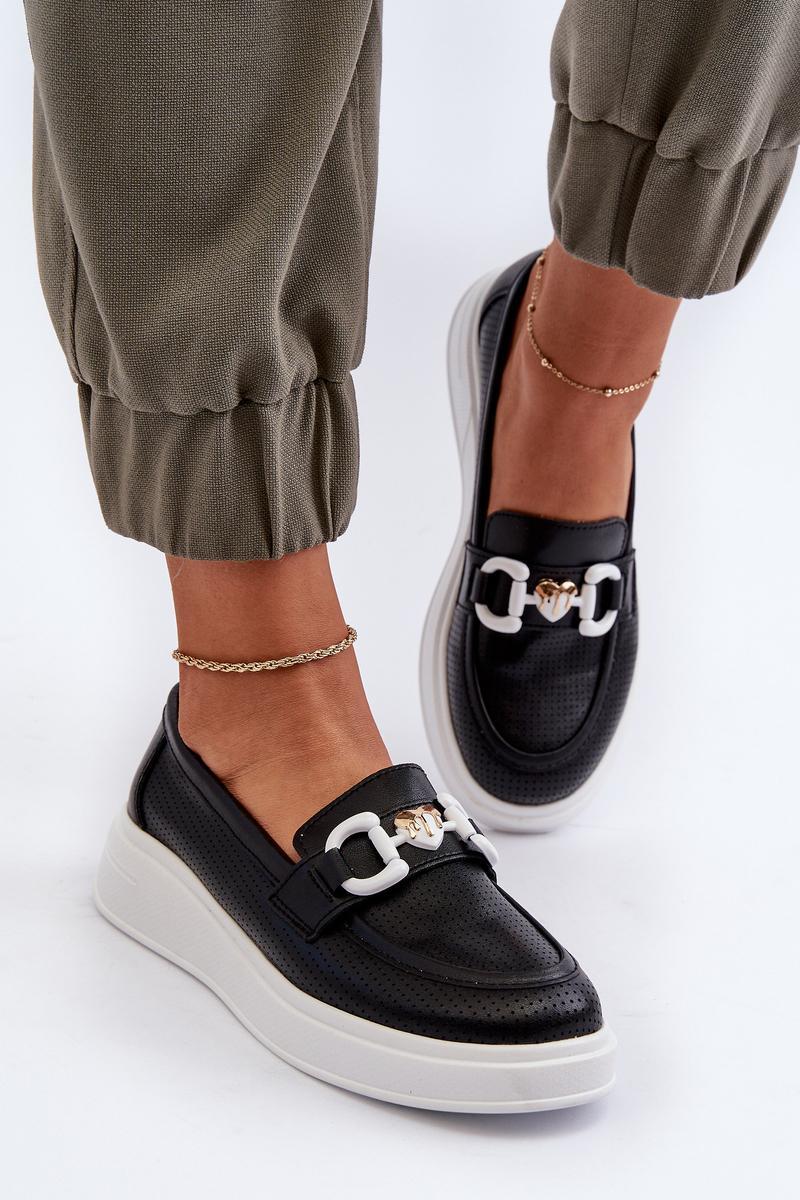 Step In Style Black Leather Platform Moccasins - view 3