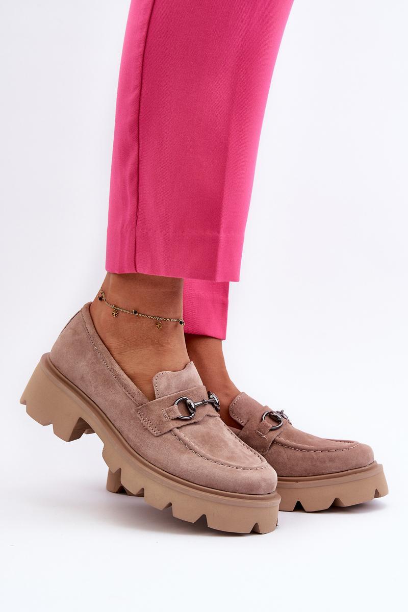 Step In Style Neloria Beige Suede Moccasins