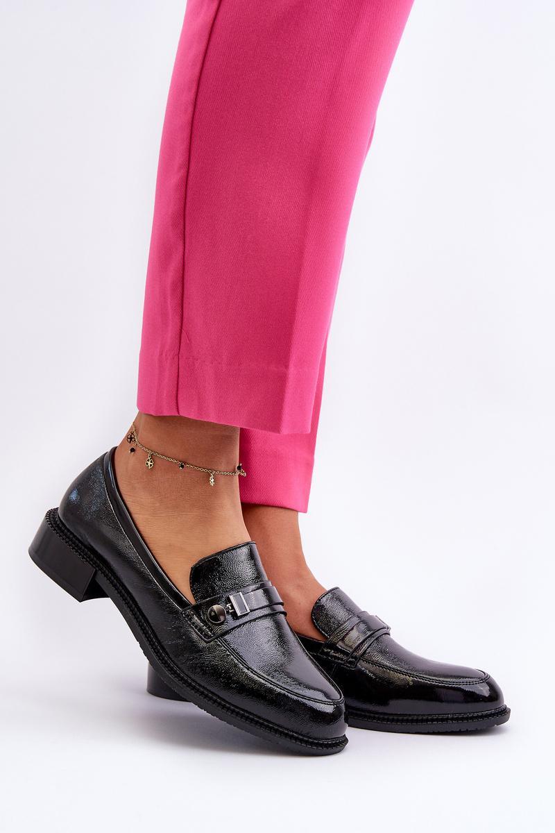 Step In Style Nerilaja Black Faux Leather Flat Moccasins