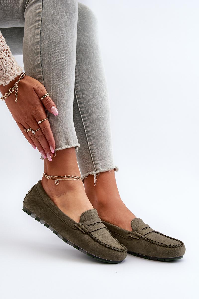 Step In Style Glimris Dark Green Faux Suede Moccasins