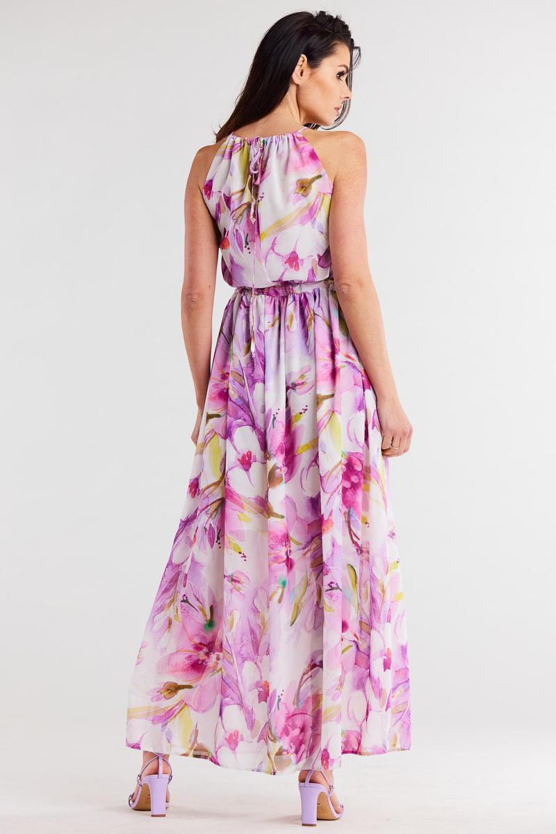 Awama Violet Chiffon Sleeveless Dress - view 3