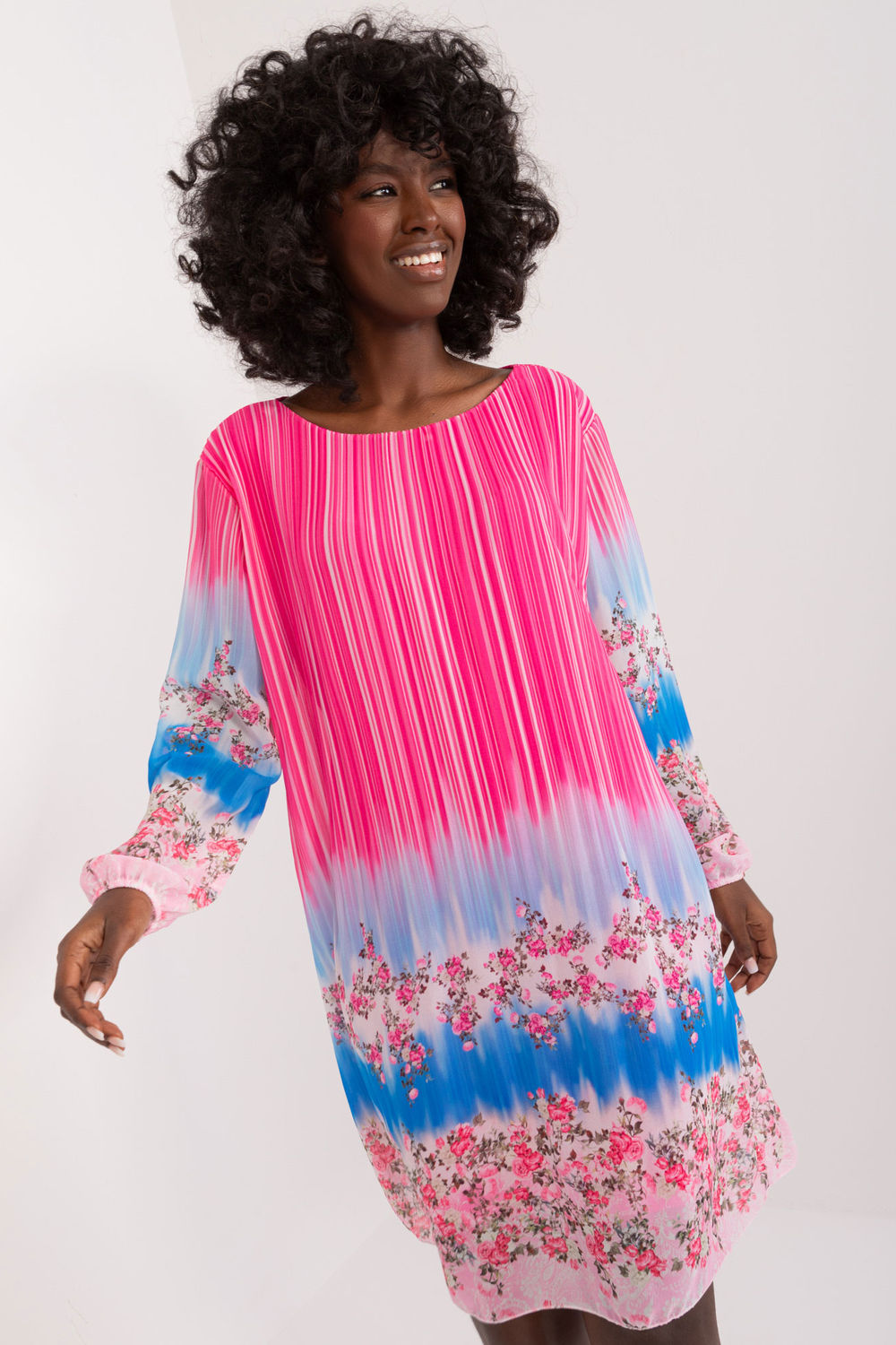 Italy Moda Dark Pink Long Sleeve Dress