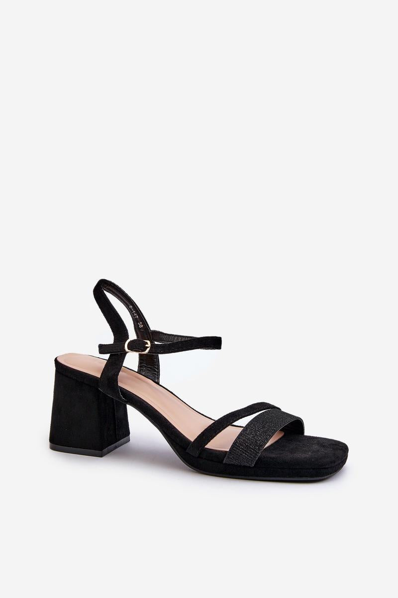 Step In Style Tessata Black Faux Leather Heeled Sandals - view 2
