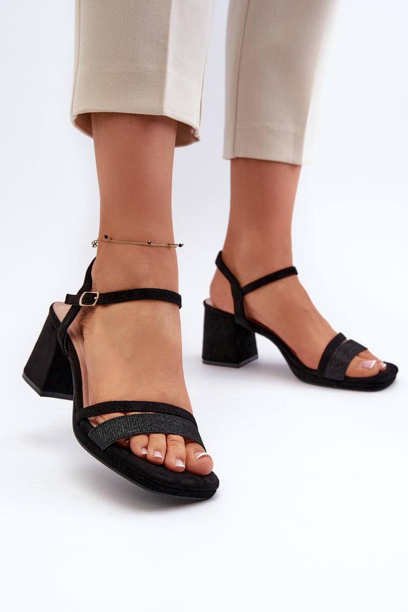 Step In Style Tessata Black Faux Leather Heeled Sandals - view 3