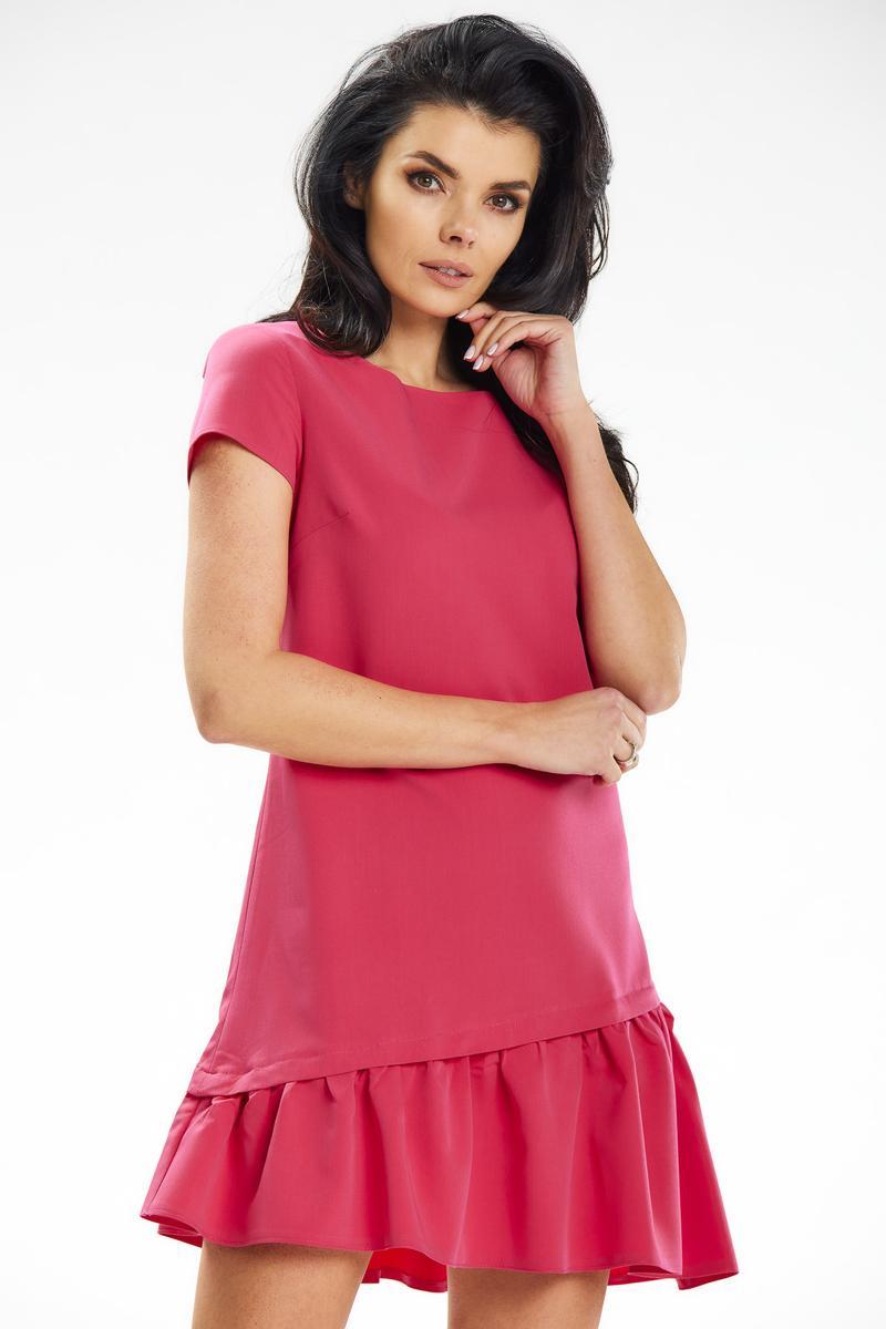 Awama Pink Mini A-Line Short Sleeve Dress