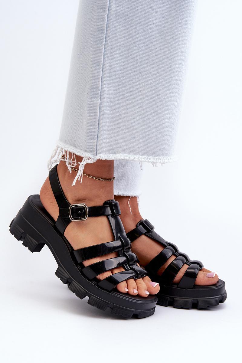 Step In Style Zaxy Black Sandals with Adjustable Straps