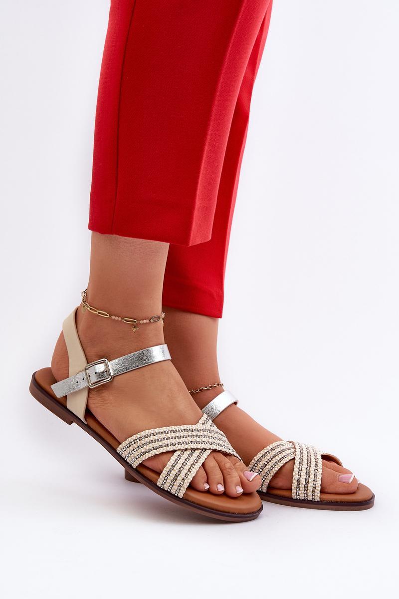 Step In Style Beige Flat Sandals