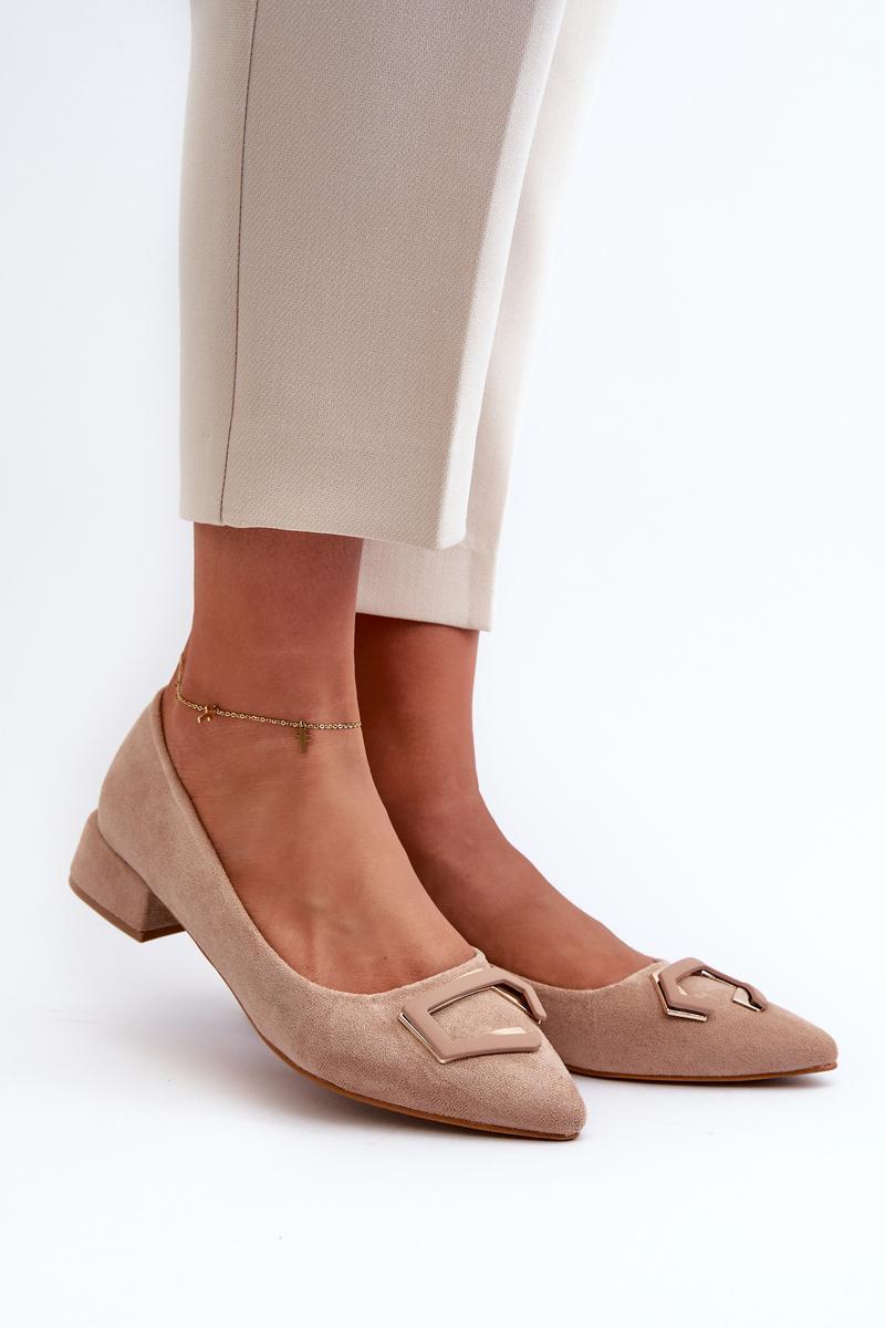 Step In Style Beige Faux Suede Court Shoes