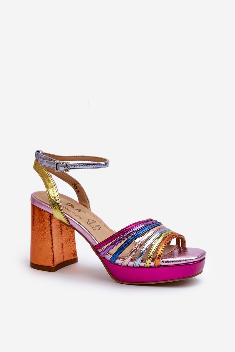 Step In Style Pink Heeled Sandals with Buckle - view 2