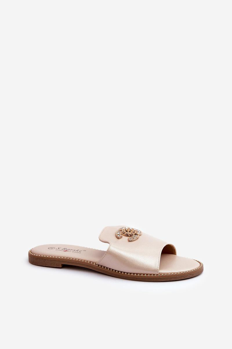 Step In Style Gold Leather Flat Flip Flops - view 2