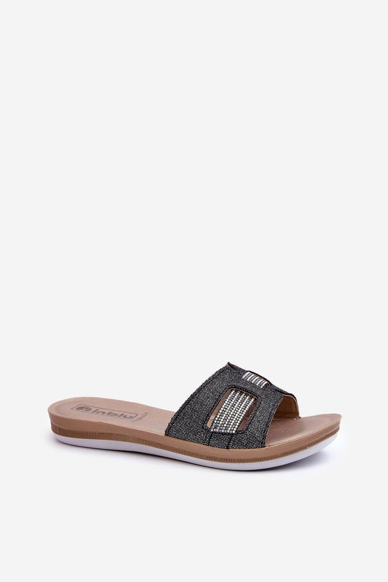 Step In Style Inblu Black Faux Leather Flip Flops - view 2