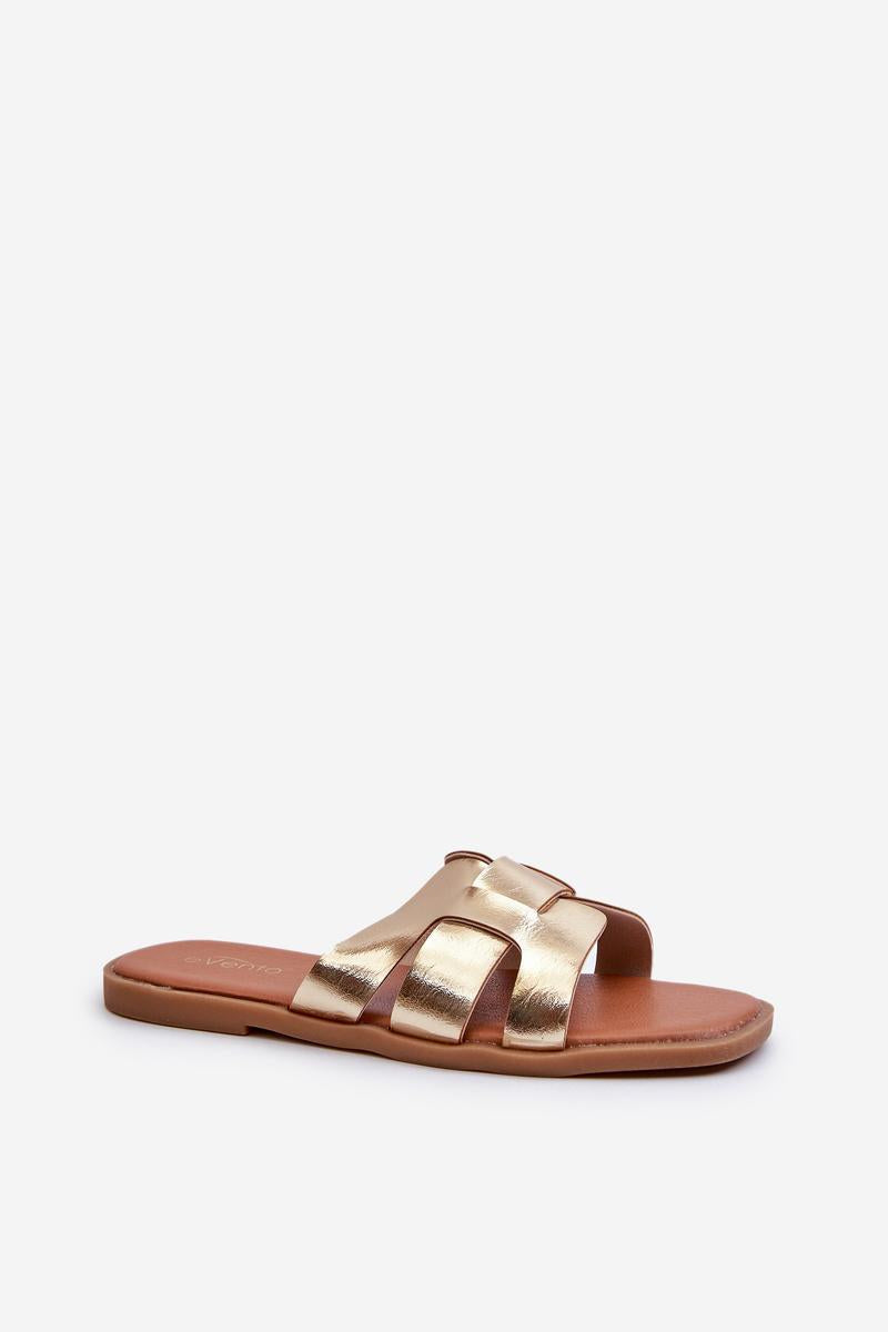 Step In Style Risamay Gold Faux Leather Flip Flops - view 2